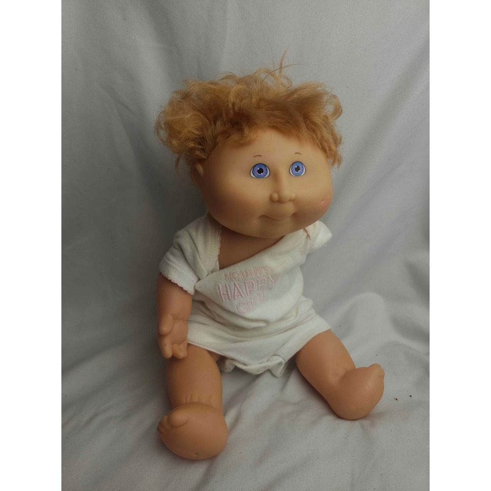 Vintage 1991 Cabbage Patch Kids Hasbro Baby Doll Purple Eyes Blonde Hair